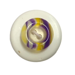 Button - 12mm 2 Hole Striped Edge Purple/Yellow