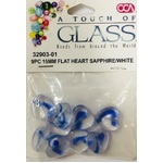 Beads - 15mm Glass Hearts - Sapphire/Clear