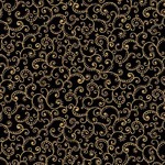 Fat Quarter - Poinsettia Symphony - Scrolls Black