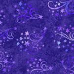 Fat Quarter - LIL' WIZARDS - Star & Scroll Purple