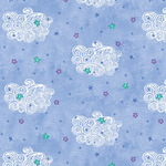 Fat Quarter - Unicorn Dreamers by Jessica Flick - Fantasy Clouds - Light Royal