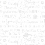 Fat Quarter - Unicorn Dreamers by Jessica Flick - Words - White on White