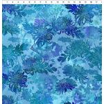 Fat Quarter - Oriental Gardens Blue Fans & Mums - 2OG-2