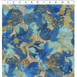 Fat Quarter - Oriental Gardens Blue Emblems - 30G-2