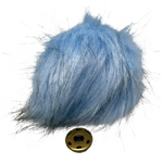 Blue Frost  Faux Fur Pom Pom  - with pre-sewn press stud