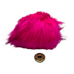 Magenta Glow Faux Fur Pom Pom  - with pre-sewn press stud