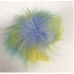 Faux Fur Pom Poms - 10cm Multi Blue/Green/Yellow