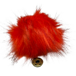 Crimson Flame Faux Fur Pom Pom  - with pre-sewn press stud