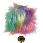 Rainbow Dream Faux Fur Pom Pom  - with pre-sewn press stud