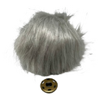 Silver Cloud Faux Fur Pom Pom  - with pre-sewn press stud