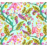 Fat Quarter - Tabby Road Deja Vue PWTP092 Disco Kitty - Technomint