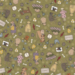 Fat Quarter - Good Boy & Kitty - 101 Good Boy & Kitty Moss