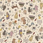 Fat Quarter - Good Boy & Kitty - 102 Good Boy & Kitty Cream