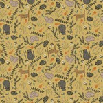 Fat Quarter - Good Boy & Kitty - 103 Garden Kitty Mustard