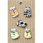 Button - Handmade Multi Cat Buttons L23 - 5pcs