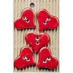 Button -  Handmade L195 Hearts - 5pcs