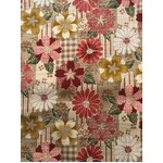 Fabric - Large Flowers in Shades of Red, Yellow, and Off-White