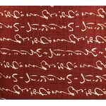 Fabric - Off-White Writing on Dark Red Background