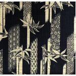 Fabric -  Off-White Bamboo Design on a Black Background