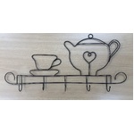 Quilt Hanger - Black Wire Teapot & Cup