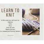 Learn To Knit - Wed 21 August 5.30 - 8.30pm