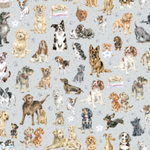 Fat Quarter - MAS10415-K - Whiskers & Paws - Directional Dogs Grey