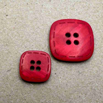Button - 18mm 4 Hole Shiny Square Stitch Edge - Red