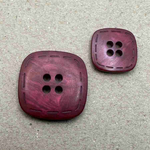 Button - 18mm 4 Hole Shiny Square Stitch Edge - Dark Red