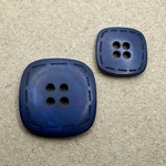 Button - 18mm 4 Hole Shiny Square Stitch Edge - Navy