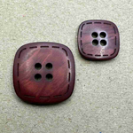 Button - 25mm 4 Hole Shiny Square Stitch Edge - Brown
