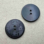 Button - 18mm 2 Hole Laser Etched Floral 03 Black