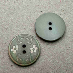 Button - 18mm 2 Hole Laser Etched Floral 44 Olive