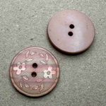 Button - 18mm 2 Hole Laser Etched Floral 58 Brown
