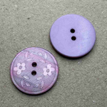 Button - 18mm 2 Hole Laser Etched Floral 83 Light Purple