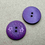 Button - 18mm 2 Hole Laser Etched Floral 84 Dark Purple