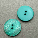 Button - 18mm 2 Hole Laser Etched Floral 87 Green