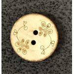 Button - 34mm 2 Hole Coconut Small Flowers