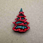 Button - 28mm Shank Christmas Tree Green/Red