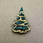 Button - 28mm Shank Christmas Tree Green/Gold