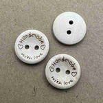 Button - 15mm 2 Hole Wooden Made with Love Button - Small Hearts