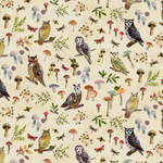 Fabric - Wild Wonder - Y4075-58 Owls & Mushrooms Light Butter