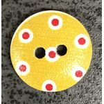 Button - 15mm Yellow with Red Dots