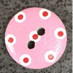 Button - 15mm Pink with Red Dots