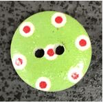 Button - 15mm Green with Red Dots