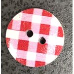 Button - 15mm Red & White Check