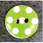 Button - 15mm Green with White Dots