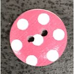 Button - 15mm Pink with White Dots