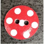 Button - 15mm Red with White Dots