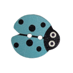 Button - 19mm Ladybug - Light Blue