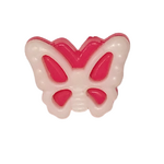 Button - 15mm Butterfly - White/Dark Pink